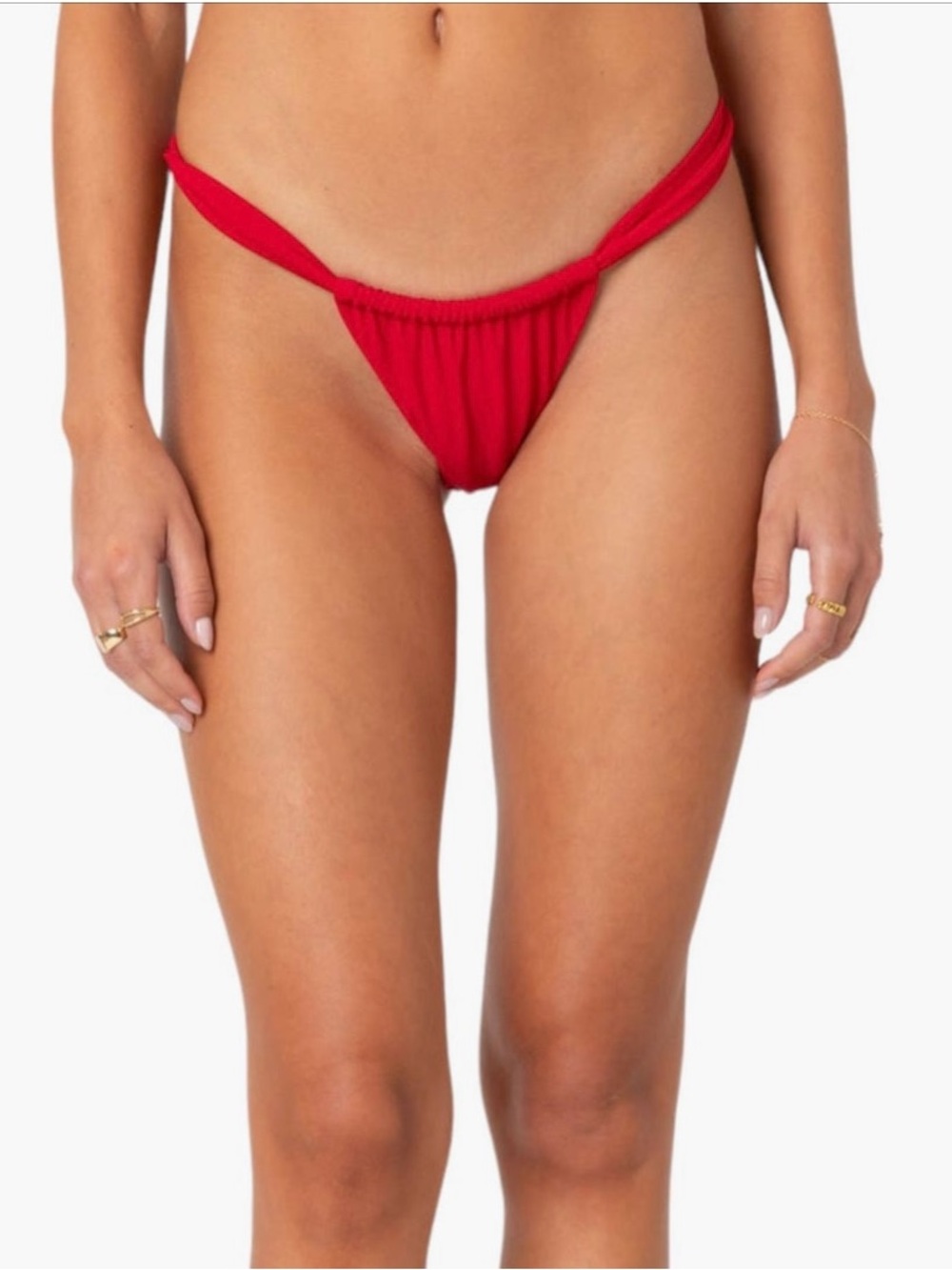edikted Red Soraya Ruched Bikini Bottom